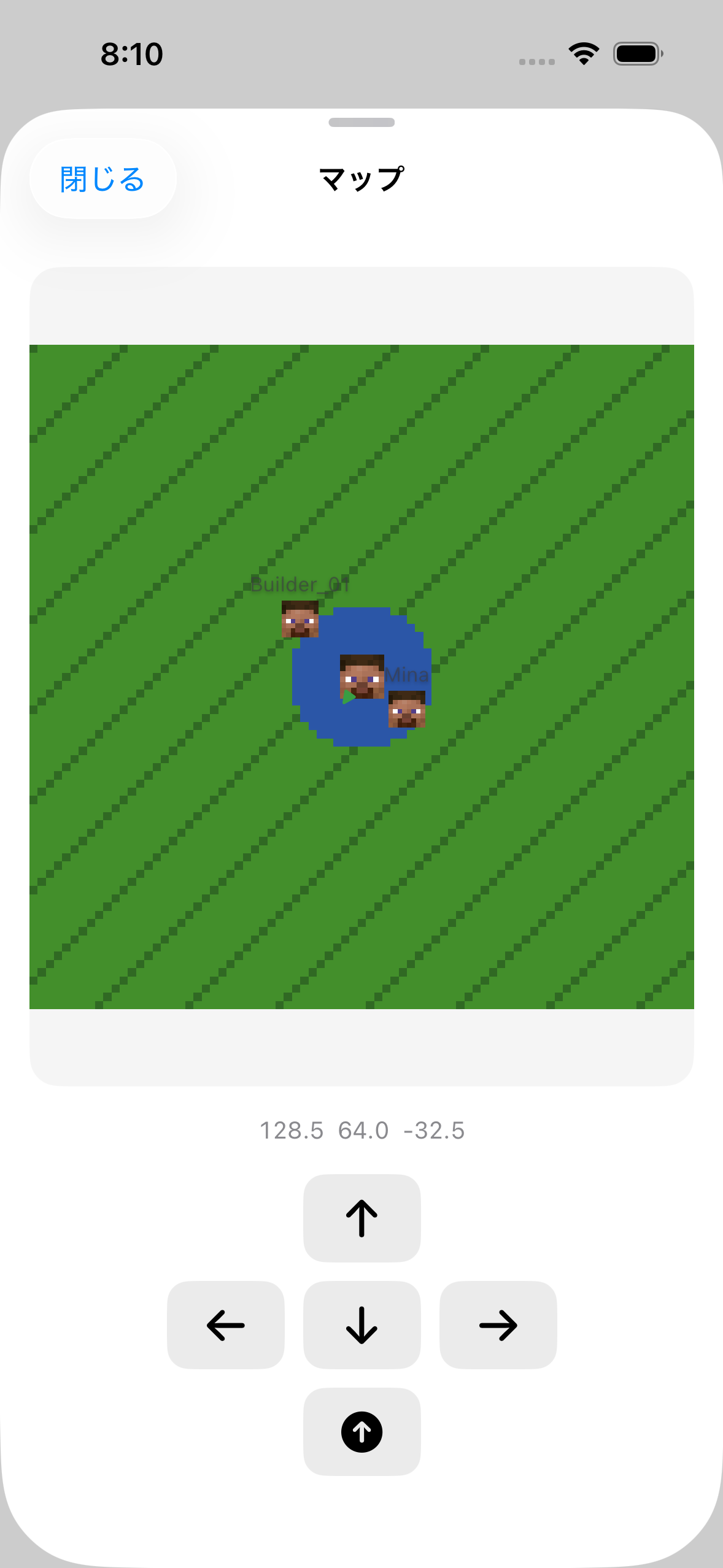 The ChatMC map view showing nearby terrain and player positions.